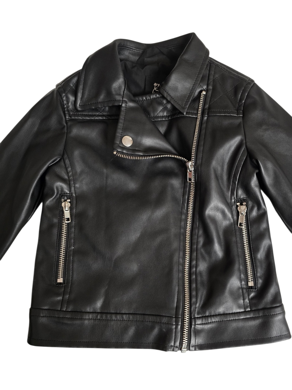 art class Black Faux Leather Moto Jacket for Kids - Picture 1 of 3